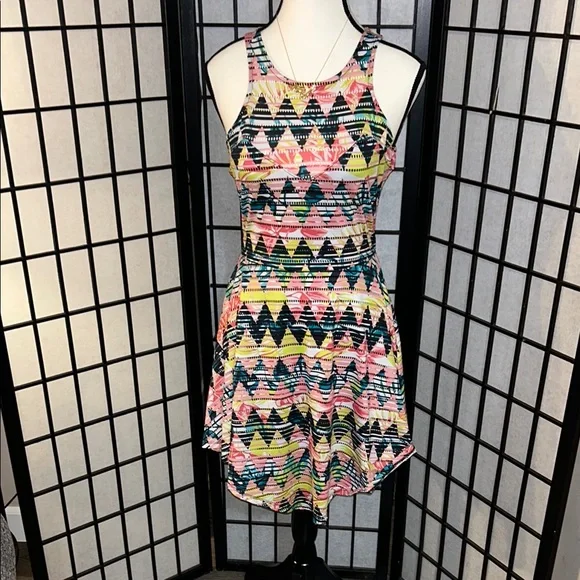 Material Girl Multicolor Geometric High Low Dress - Picture 1 of 15